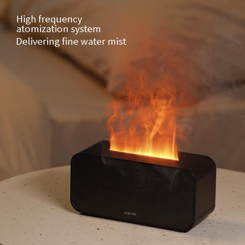 USB-Ultraschall-Aroma-Diffusor mit Flammeneffekt und farbwechselnden LED-Leuchten – Luftbefeuchter für ätherische Öle für Zuhause, Büro, Schlafzimmer_voghion.com