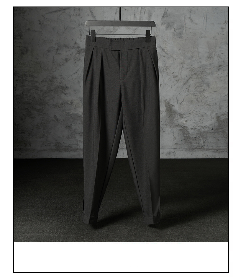 Pantalones tobilleros ajustados con cierre de velcro para hombre: pantalones de vestir ligeros de verano con tejido transpirable, antiarrugas y cómodos para uso informal y de oficina._voghion.com