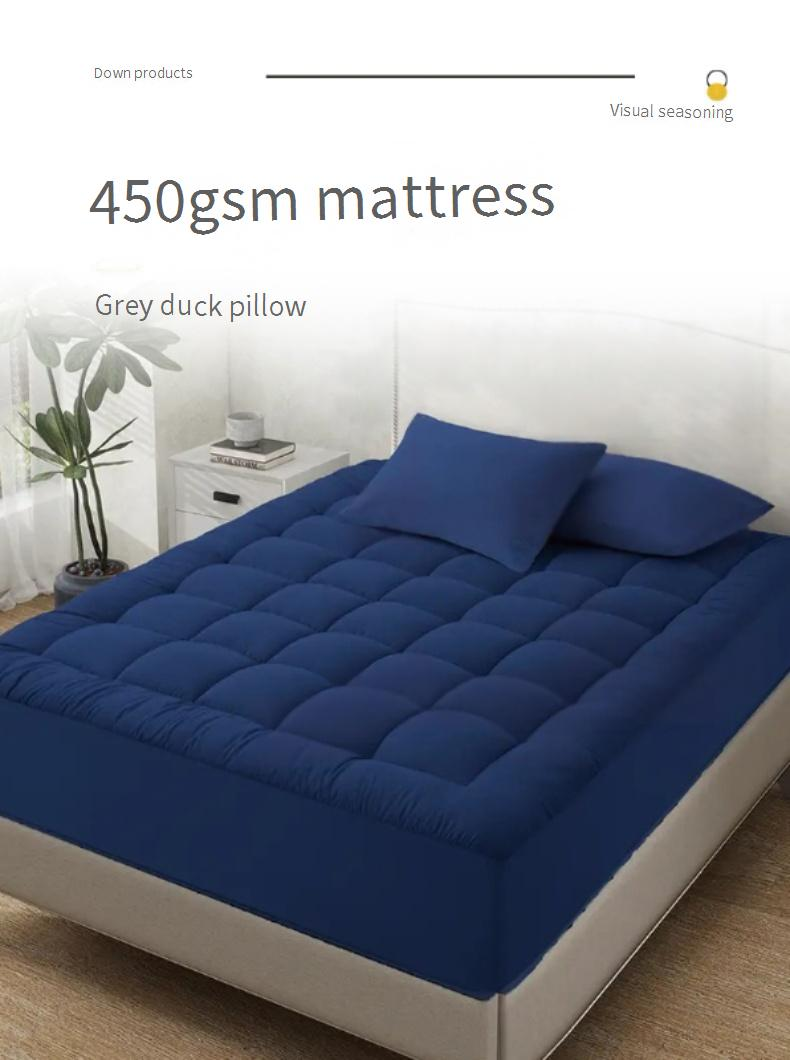 High-Density Mattress Topper – Ultra-Plush 450GSM Padding For Home & Hospitality (39"x75"/54"x75"/60"x80"/78"x80", Navy/Gray/White)_voghion.com