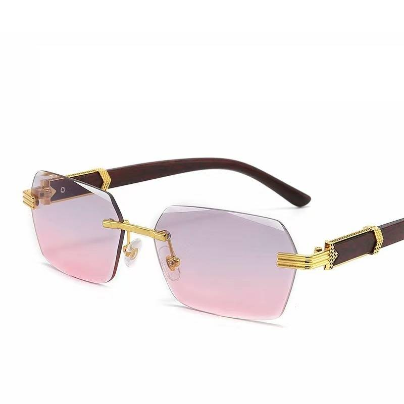 Accessori unisex Occhiali da sole con effetto legno - Occhiali da sole quadrati UV400 (8 colori di lenti)_voghion.com