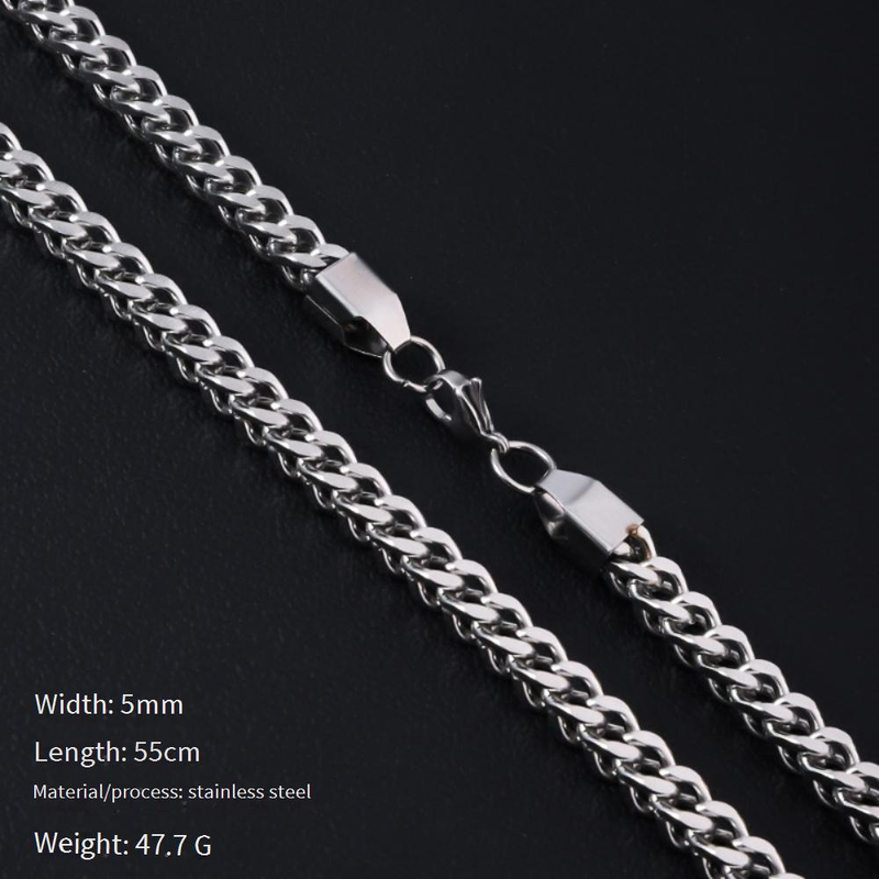 Collane in acciaio inossidabile con catena avanti e indietro, catena intrecciata con quattro lati, catena cubana da uomo, collana in acciaio al titanio_voghion.com