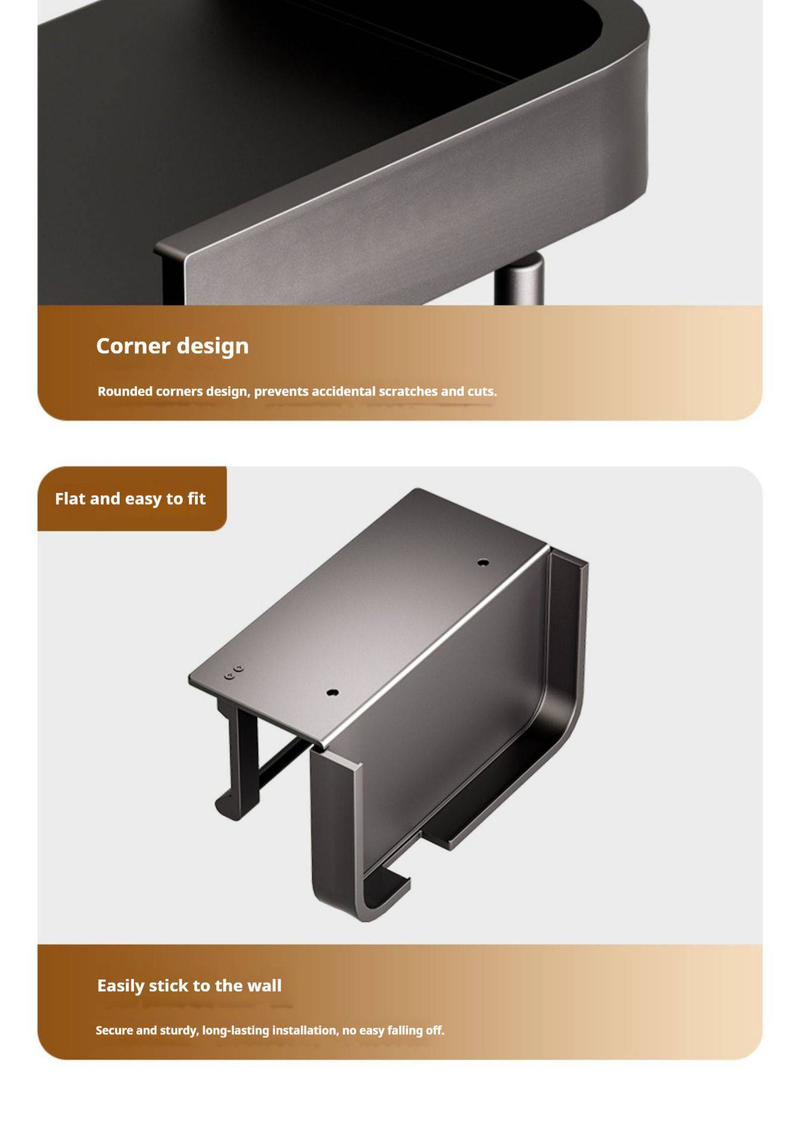 Portarrollos de papel higiénico de doble capa con soporte para teléfono, organizador de papel higiénico de pared, moderno dispensador de papel de aluminio_voghion.com