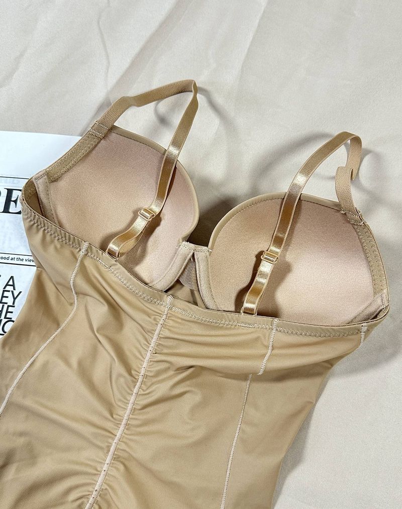 Intimo modellante sottile europeo e americano in un unico pezzo con reggiseno, vita arricciata e stretta, vestiti modellanti post-parto_voghion.com