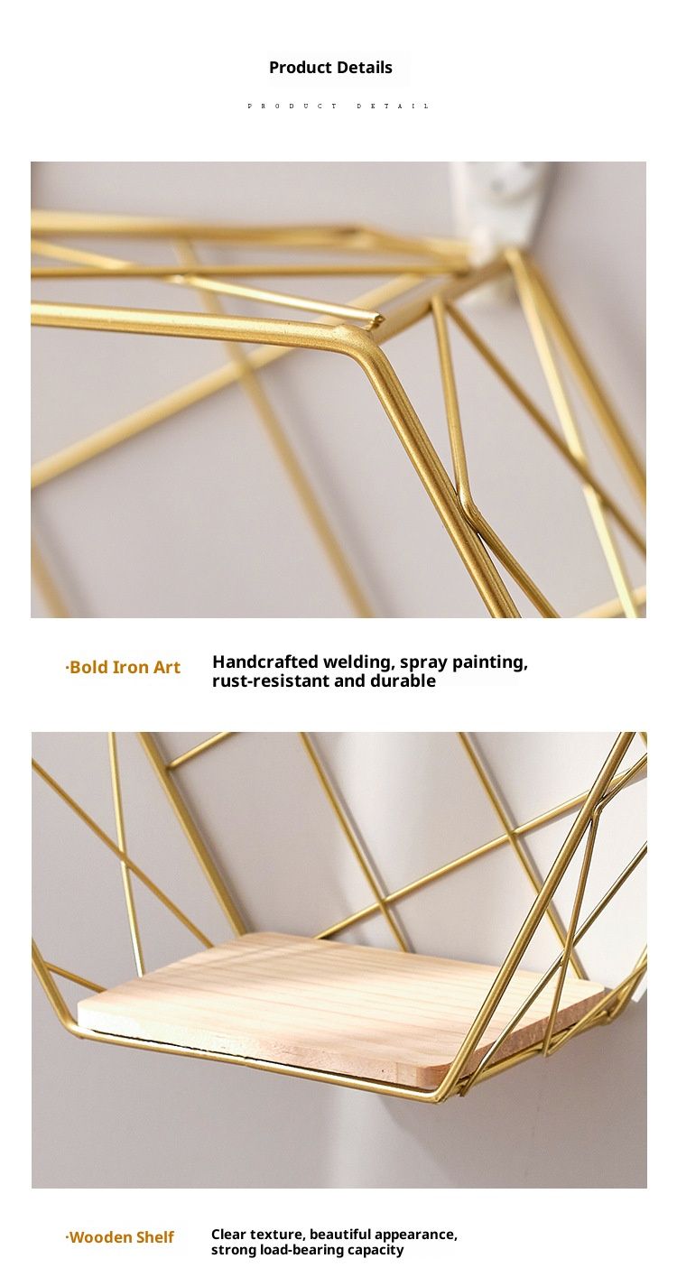 Wandregal-Set – Schwebende Regale zur Wandmontage ohne Bohren für Schlaf- und Wohnzimmer, Wandregale aus Metall mit modernem geometrischem Design_voghion.com