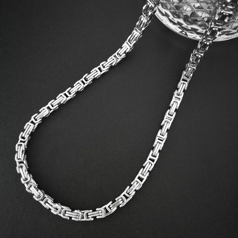 Cool Stainless Steel Men's 5mm Width Byzantine Necklace Chain_voghion.com