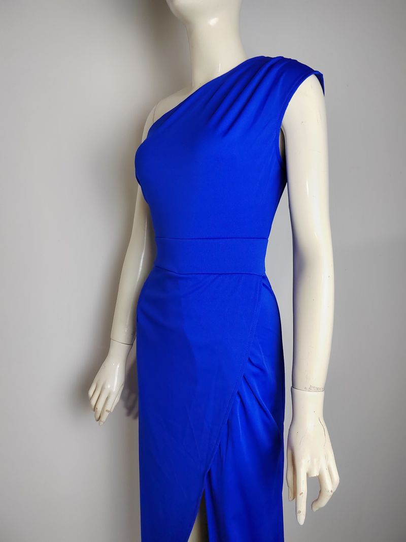 Women's Clothing One Shoulder High Waist Front Slit Temperament Hot Selling Dress_voghion.com