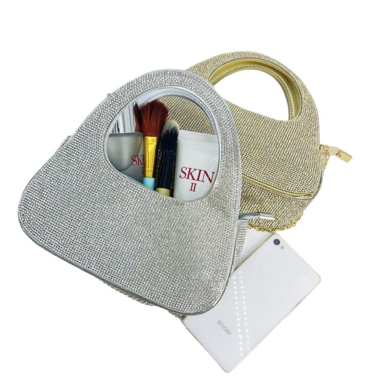 Internet-Berühmtheit im gleichen Stil 2025 Neue Mode Vielseitige funkelnde Diamant-Halbmond-Design-Einzelschulterhandtasche für_voghion.com