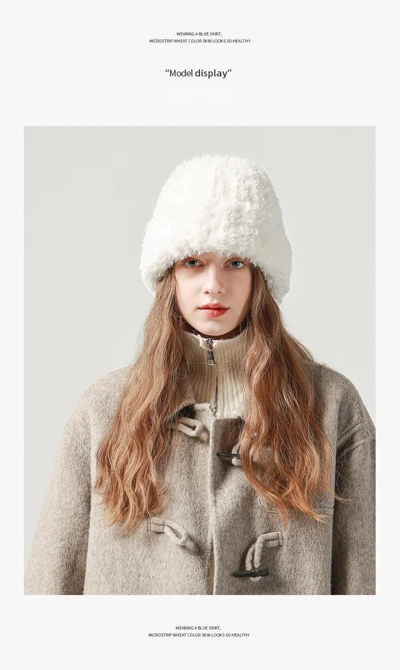 Grand bandeau chaud en peluche pour enfants, protection des oreilles d'hiver, ample, empilé, polyvalent, tricoté, visage montrant un petit chapeau en laine, nouvelle collection automne et hiver_voghion.com