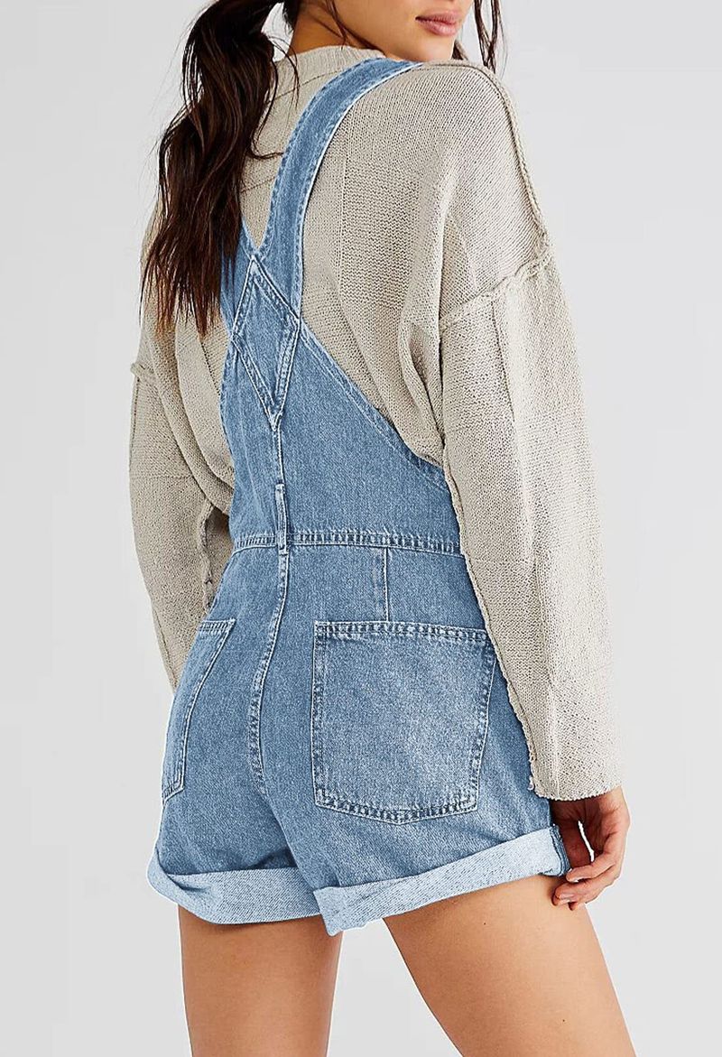 K Fashion Lose Multi-Pocket-Overalls Jeans für Damen_voghion.com