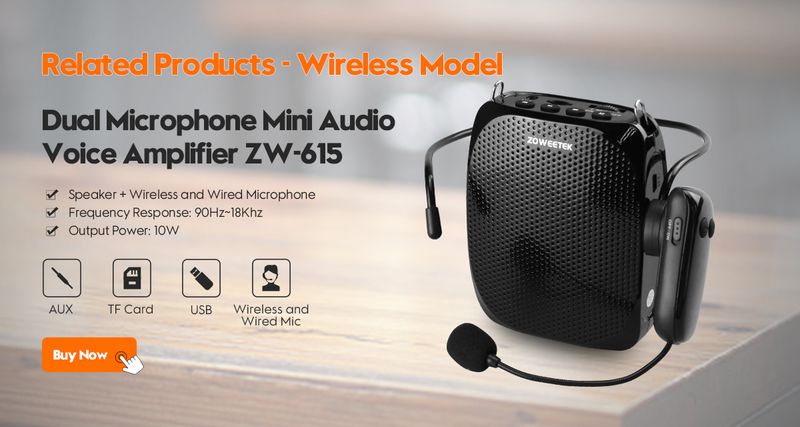 2023 Mini amplificatore vocale portatile ricaricabile con microfono cablato per insegnanti, supporta il formato audio MP3_voghion.com