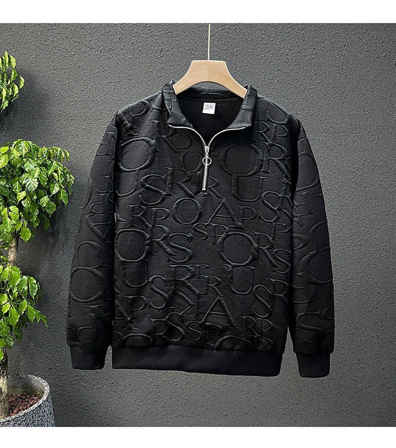 Teenage og fyre Modemærke jakke til mænd afslappet alle match ensfarvet halv lynlås høj krave sweater til mænd cool efterårstøj_voghion.com