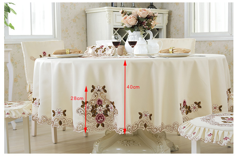 Nappe ronde art circulaire ménage style européen jardin table à manger tissu plateau tournant ensemble hôtel nappe pad_voghion.com