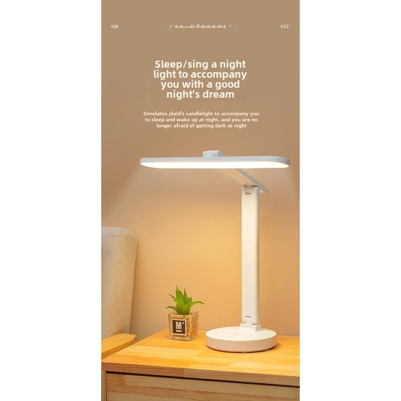 Lampada da tavolo per studenti, dormitorio, lettura, protezione degli occhi, grande testa, controllo touch, plug-in, lampada da comodino pieghevole a doppio scopo_voghion.com
