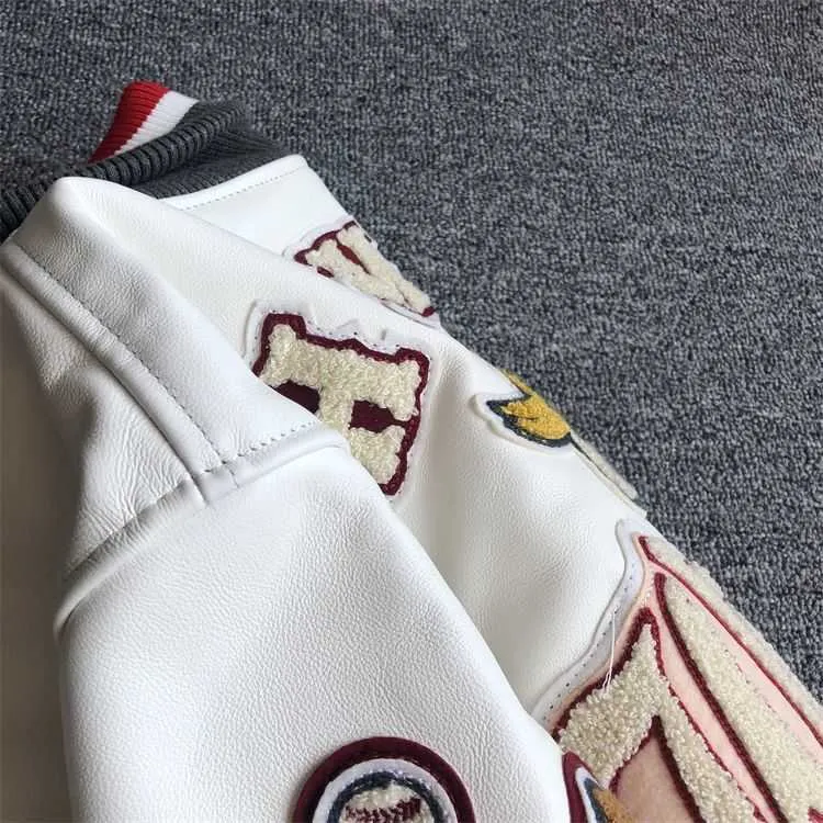 Jacken Neue Herren-Lederjacke im explosiven Stil mit mehreren Buchstaben, weißer Baseball-Trikot, Vintage-Lederjacke, schwere Industrie_voghion.com