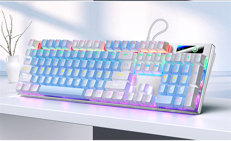 Paneel ZK Metaal RGB Gemengd licht Bedraad Blauw Schakelaar Mechanische sleutel Toetsen USB Tweekleurig Spel Kantoor De s_voghion.com