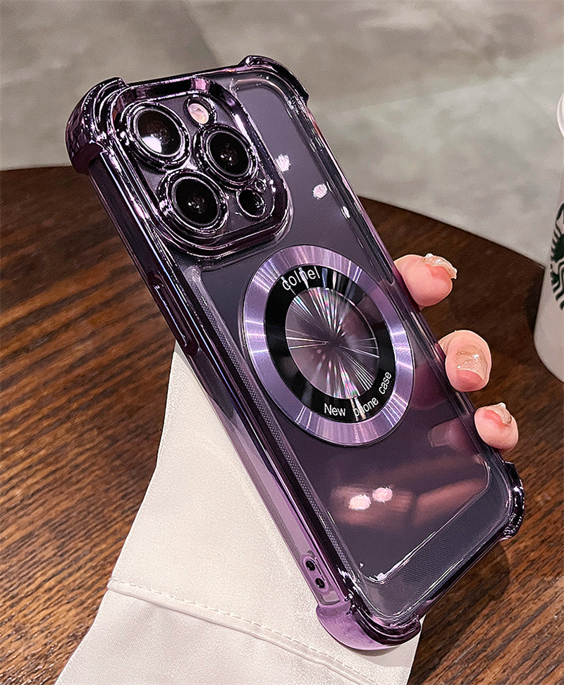 Nadaje się do iPhone'a 11 12 13 14 Pro Max 14 Plus Ładowanie bezprzewodowe z odporną na wstrząsy przezroczystą obudową_voghion.com