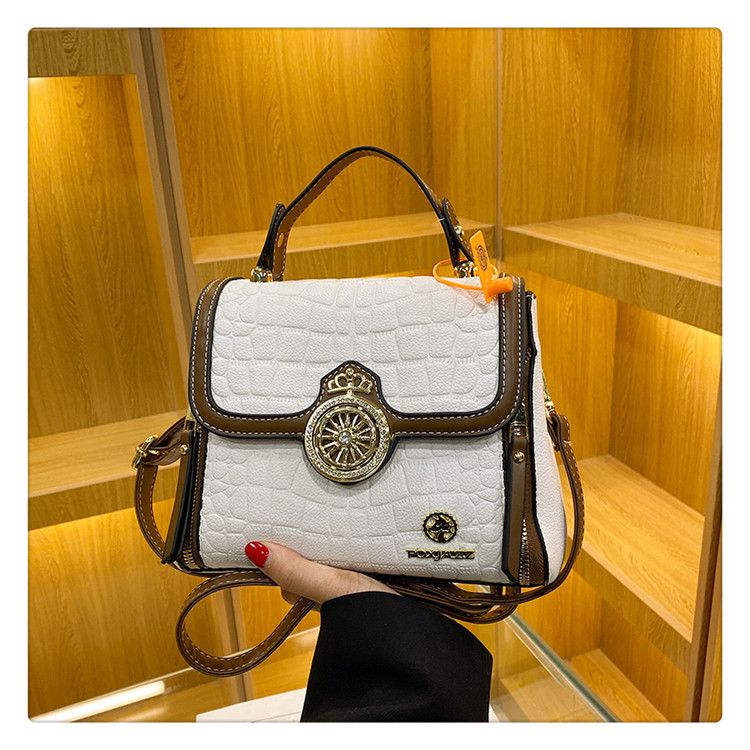 Handheld women's 2024 new high texture versatile simple shoulder crocodile pattern large capacity crossbody bag_voghion.com