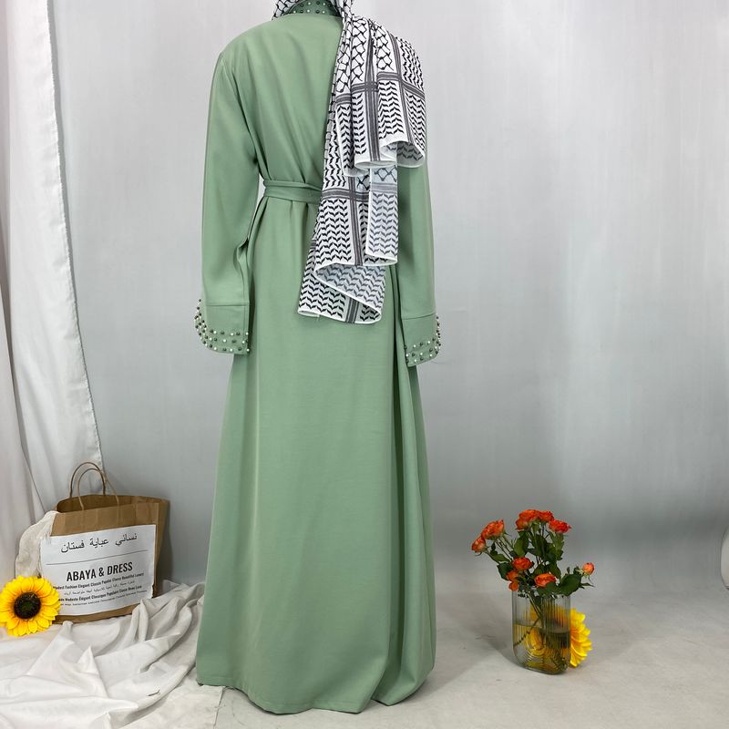 Neueste muslimische Abayas für Frauen islamische Mode Perlen Kimono Robe bescheidenes Kleid lange elegante Strickjacken Kleidung vorne offen Abaya_voghion.com