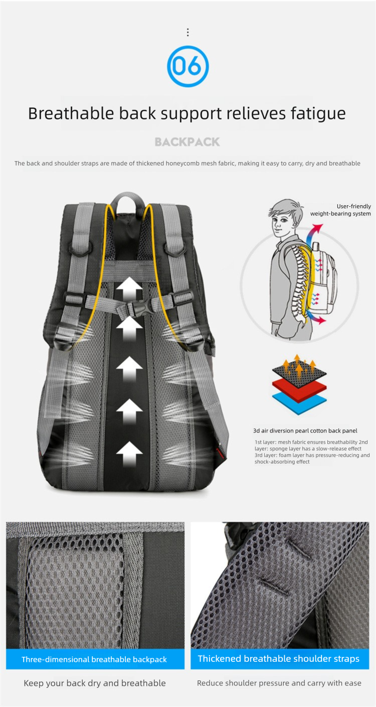 Outdoor Hiking Bag Breathable Water-Resistant Travel Camping Picnic Men's Casual Sports Backpack Large Capacity_voghion.com