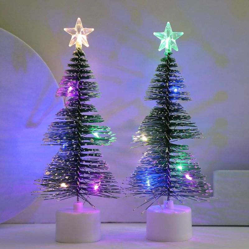 Mini Tabletop Christmas Tree With Warm White Lights, Decorative Holiday Centerpiece For Home, Office, And Festive Decor_voghion.com