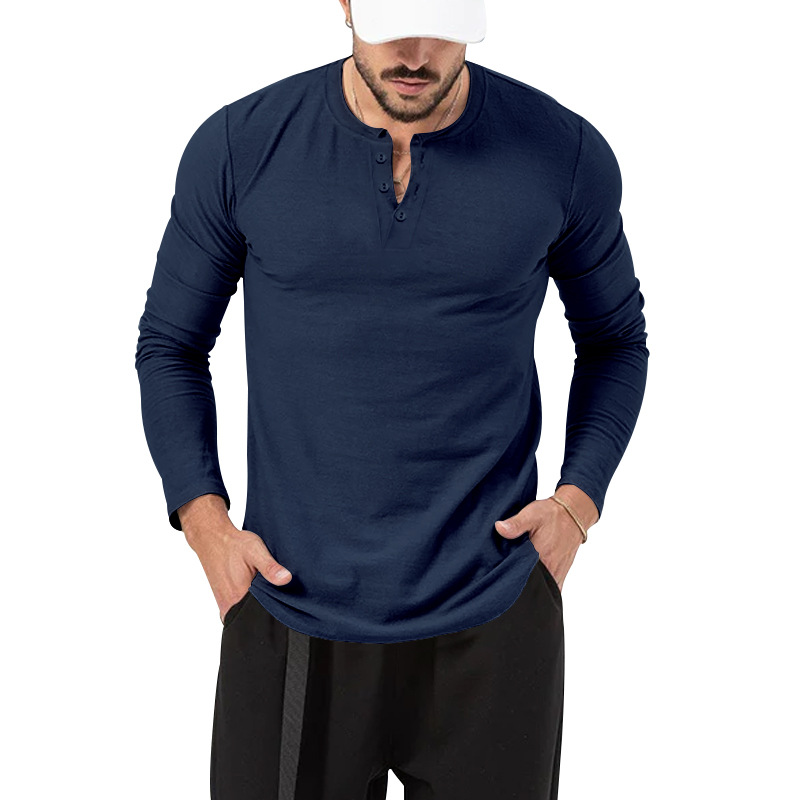 T-shirt girocollo autunno 2024, pullover ampio, maglietta casual da uomo a maniche lunghe_voghion.com