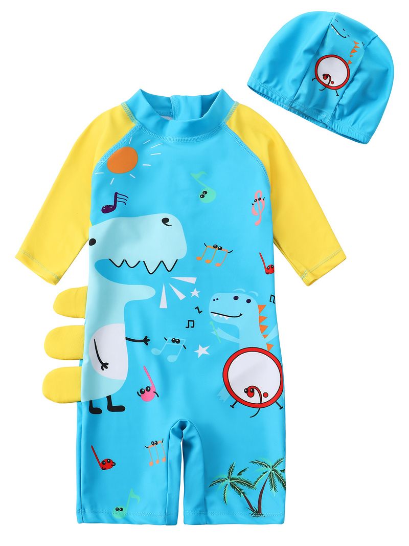 Mamma e bambini 2024 nuovi vestiti per bambini costume intero con stampa di squalo e dinosauro per bambini costume da bagno comodo e traspirante ad asciugatura rapida_voghion.com