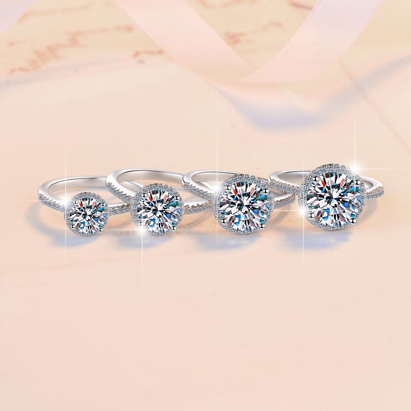 Sterling sølvring simulering mode rund pakke karat forgyldt mode ring rund moissanit ring kvinde_voghion.com
