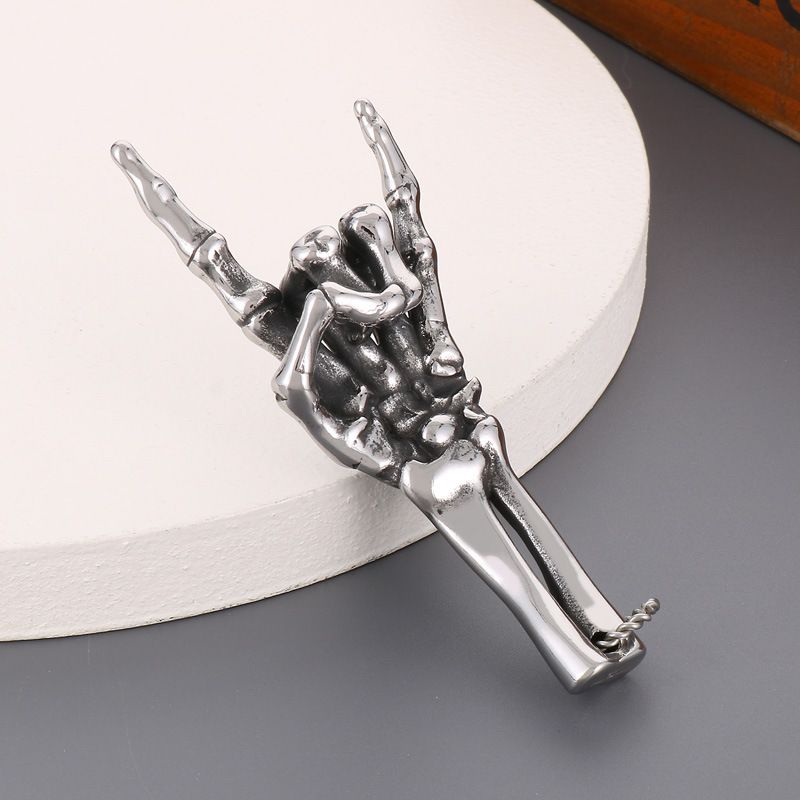 Collana con ciondolo gesto creativo alla moda in acciaio inossidabile con artiglio fantasma, stile hip hop, per uomo e donna_voghion.com