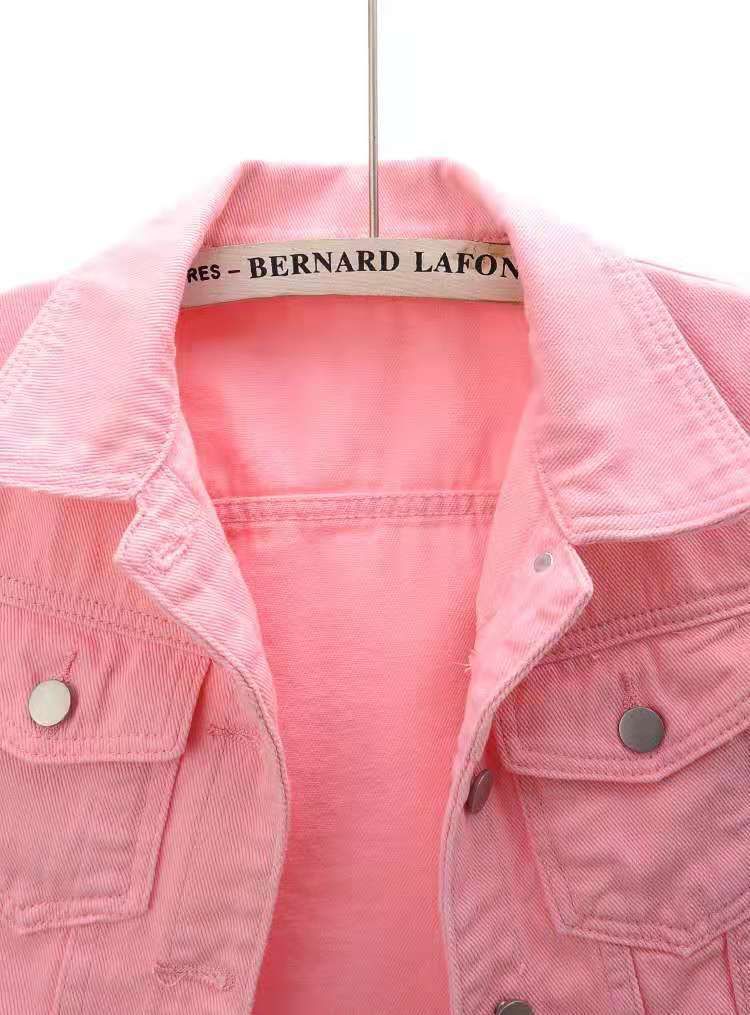 Spring and summer Korean style slim color mid-sleeve denim jacket women's short three-quarter sleeve jacket waistcoat small shawl top_voghion.com