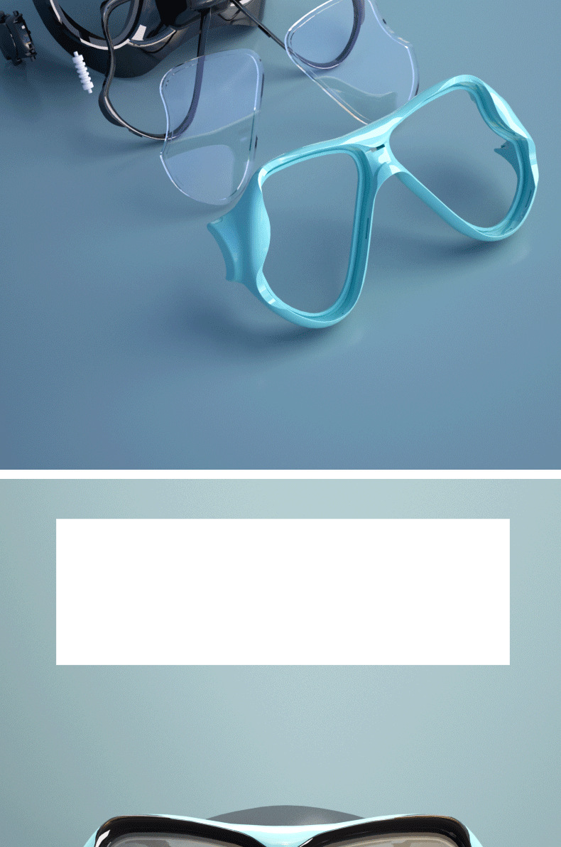 HD-Taucherbrille aus gehärtetem Glas. Komplett trockenes Schnorchelset mit flacher Maske_voghion.com