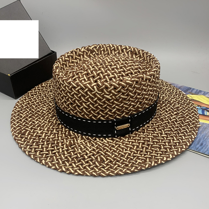 hand-woven ring hat with flat brim, large head circumference, hollow and unisex style, large straw hat for travel photography_voghion.com