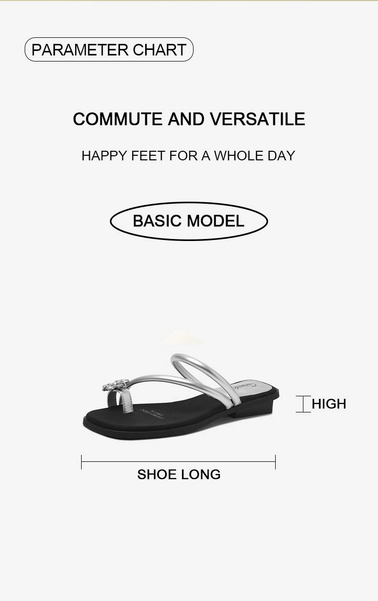 Cameido Women's Rhinestone-toe-cap Slippers, Outdoor Wearable Sandals, In A Fairy-like Style, Low-heeled Single-strap Slippers_voghion.com