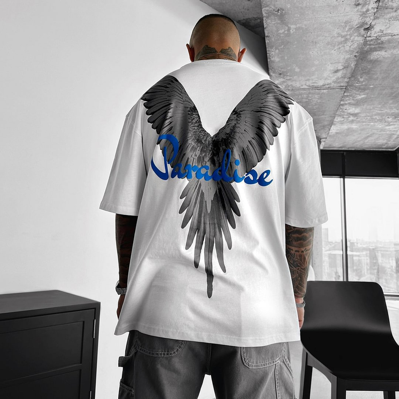 Oversize-Baumwoll-T-Shirt für Herren – Kurzarmhemd mit lebhaftem Papageien-Print | Sommer-Streetwear-Essential_voghion.com