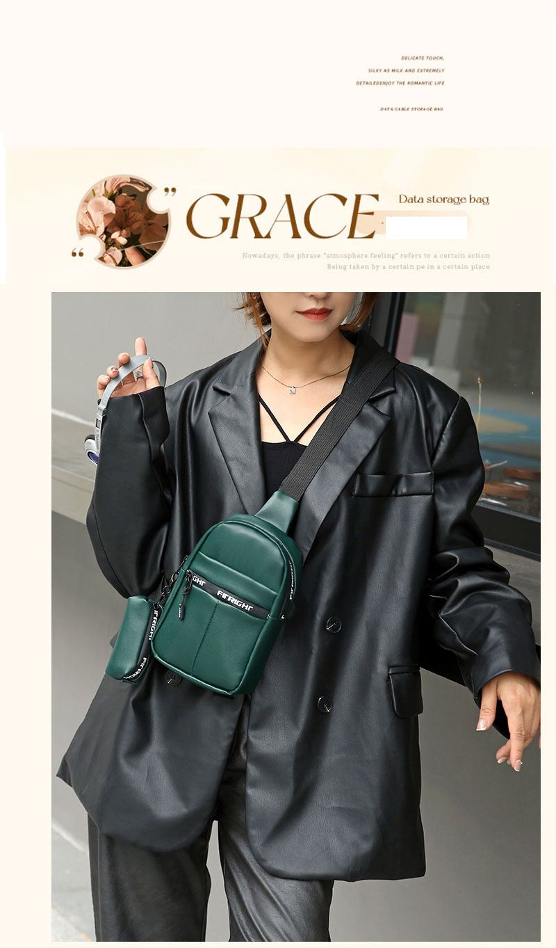 Borsa a tracolla alla moda con design a righe - Borsa sportiva a tracolla regolabile con portamonete staccabile e portachiavi_voghion.com