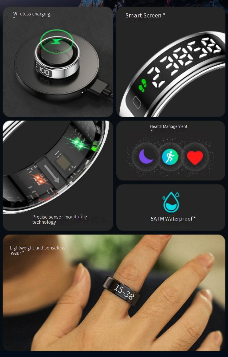 Rings R11 With Screen Display Ring Gesture Video Shooting Wireless Charging Healthy Heart Rate Blood Oxygen Smart Ring_voghion.com