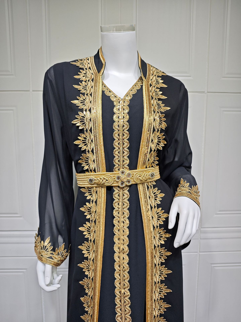 Abito con vita morbida da donna, completo due pezzi Abaya_voghion.com