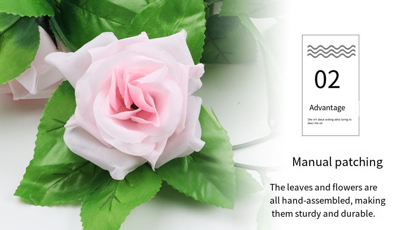 69 Heads Artificial Rose Vine Garland For Wedding Home Decor, Air Conditioner & Pipe Decoration, Fake Flower Vine With Ties, Multiple Colors Available_voghion.com