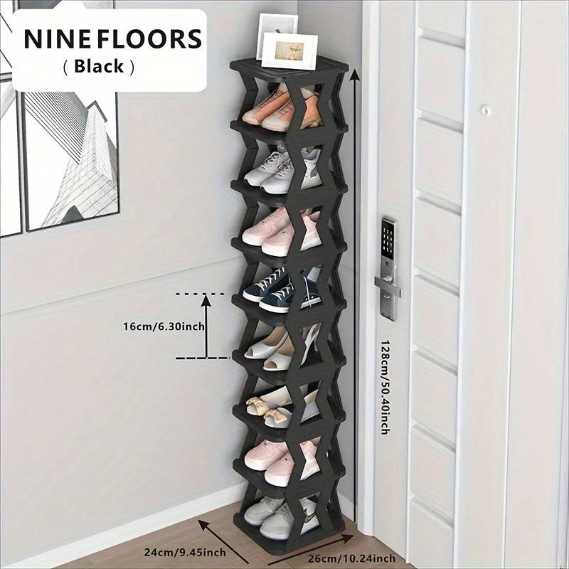 Schuhregal, Eck-Schuhregal mit 9 Ebenen, freistehend (9-stufig, schwarz, 1 Stück)_voghion.com