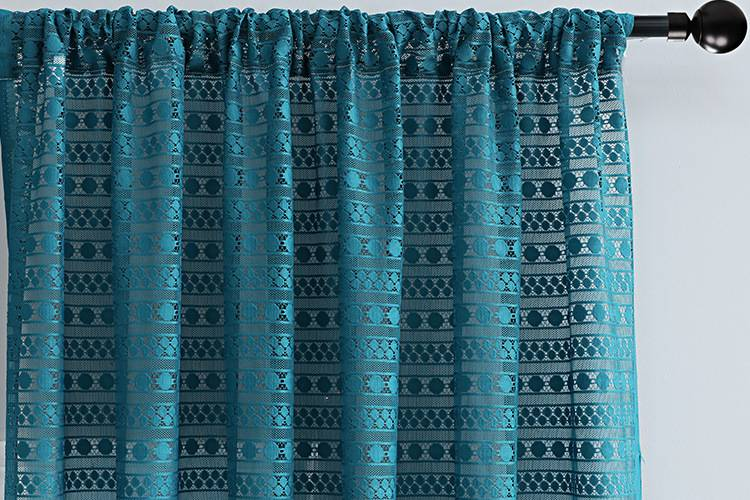 Nordische blaue Spitzenvorhänge mit Punkten – halbtransparente Fensterpaneele mit Stangentasche für Wohnzimmer, Schlafzimmer und Büro_voghion.com
