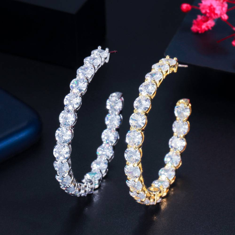 High-End-Zirkon-Diamant-große Creolen für Damen, 18 Karat Gold, Schmuck, elegant, klein, V-Geometrie, Ohrpiercing, Weihnachten_voghion.com