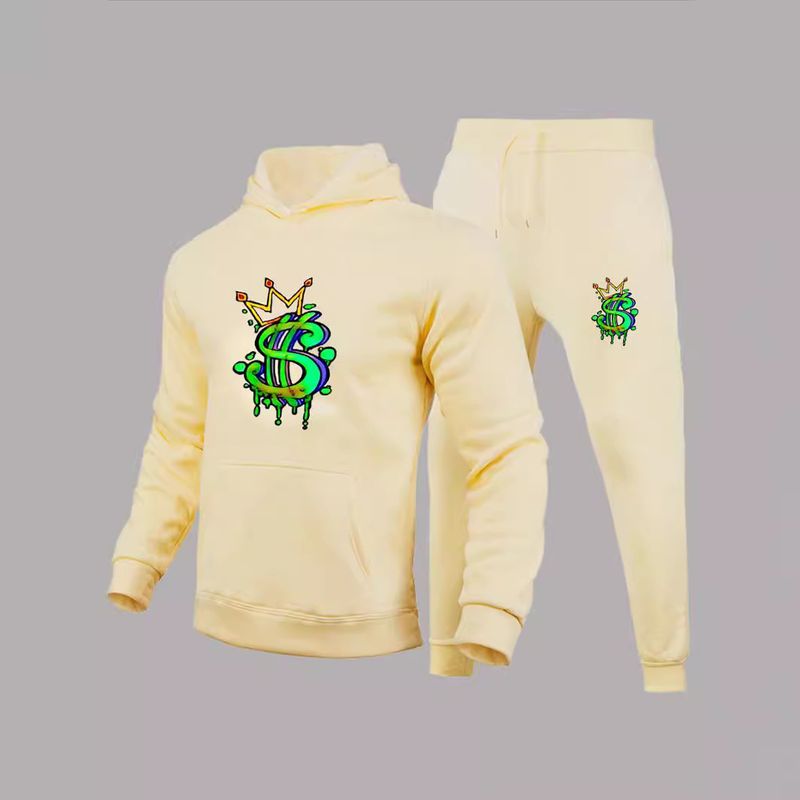Men's Fleece Hoodie & Jogger Set - Soft Polyester Pullover Sweatshirt With Pockets, Comfortable Casual Loungewear For All Seasons_voghion.com