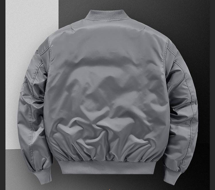 Men's Winter Bomber Jacket With Duck Down Filling, MA1 Flight Jacket Style, Slim Fit, Lightweight Warm Coat For Casual Wear (Green, Black, Gray)_voghion.com