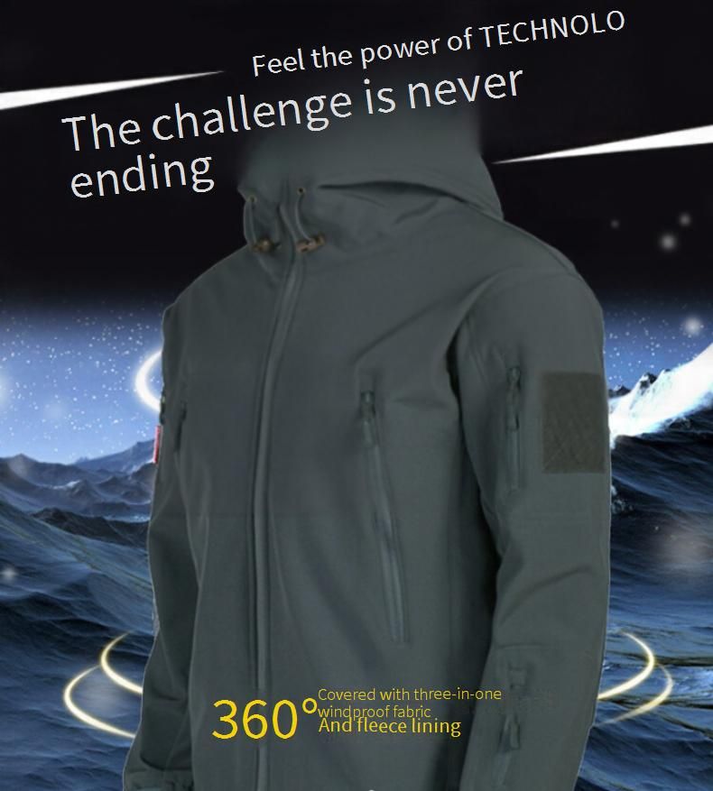 Chaqueta táctica softshell para hombre: abrigo de exterior de inspiración militar, resistente al viento y al agua, con forro polar (tallas S-XXXL, verde militar, negro y gris)_voghion.com