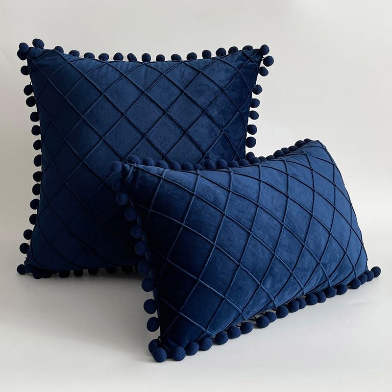Fodera per cuscino in velluto con nappe e motivo trapuntato a rombi - Morbida fodera per cuscino per divano, letto, ufficio_voghion.com