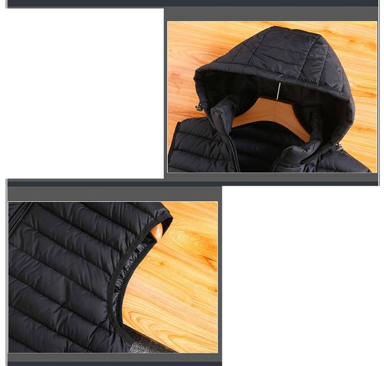 Leichte Herrenweste mit abnehmbarer Kapuze – Slim Fit Pufferjacke aus Polyester für lässige Winterkleidung (Schwarz/Rot/Khaki, L-7XL)_voghion.com