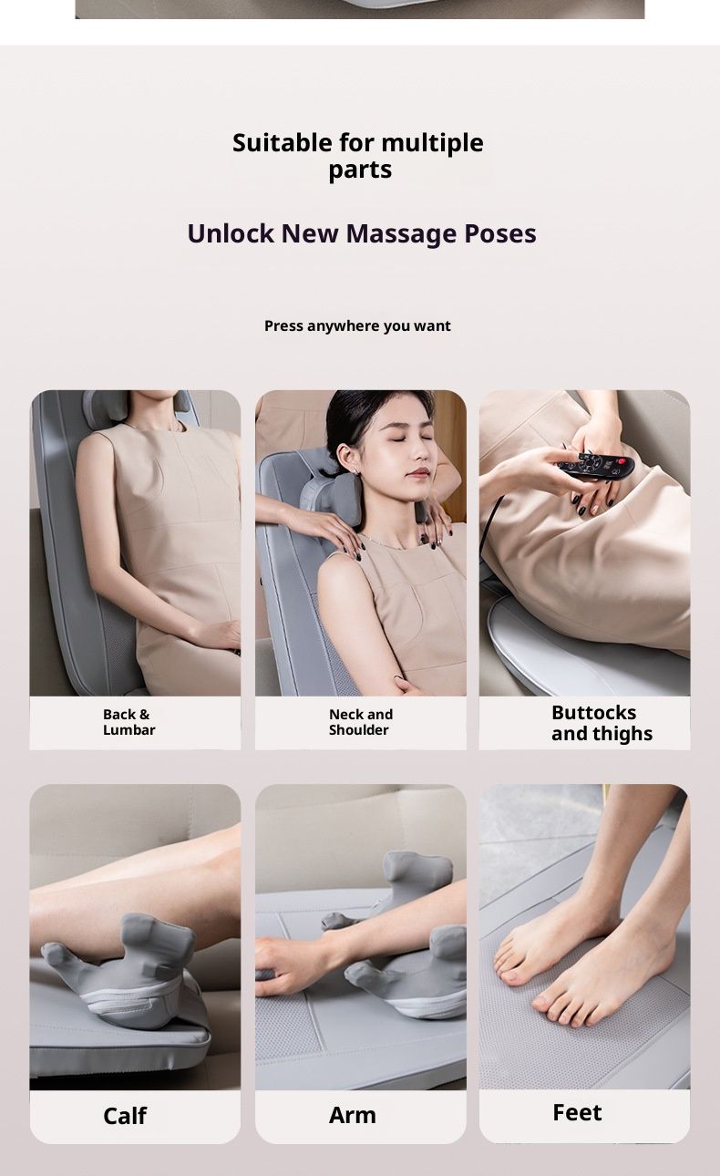 Cuscino massaggiante professionale con termoterapia - 6 nodi vibranti per alleviare il dolore al collo, alla schiena e ai fianchi_voghion.com