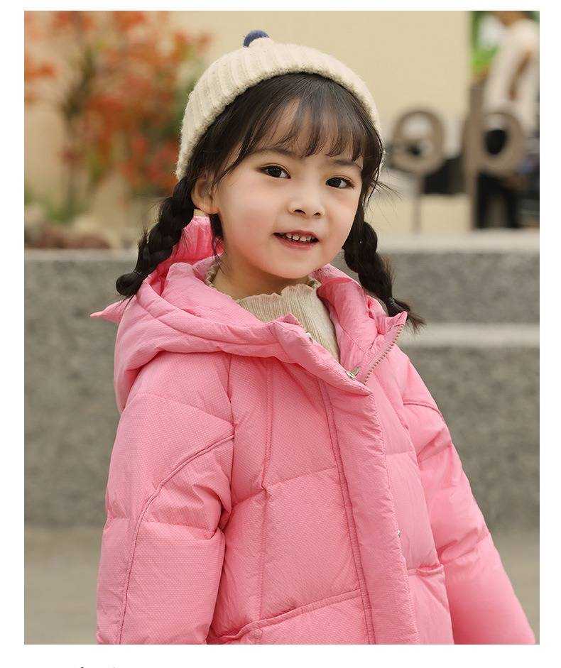 Kids Winter Down Jacket With Hood, Warm Thickened Boys Girls Coats For Cold Weather, Neutral Style Windproof Puffer Jacket For Children_voghion.com