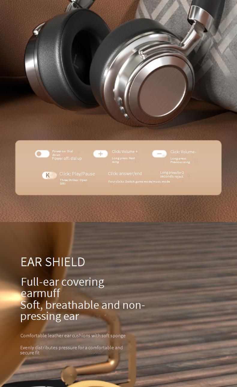 CR-9 Retro Wireless Bluetooth Headphones 6.0, Over-Ear Headset With Metal Frame, Lightweight & Comfortable, IPX4 Water-Resistant, 8H Playtime,_voghion.com