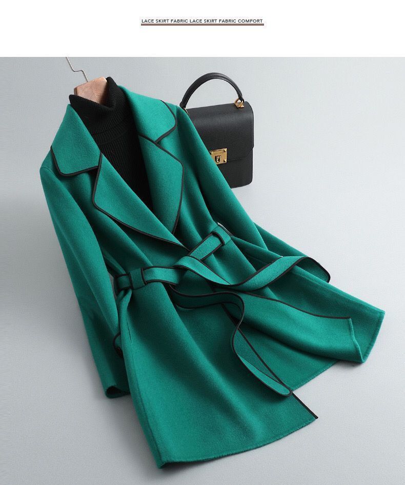 Dámské oblečení oboustranný vlněný kabát pro ženy malé velikosti podzimní a zimní oblečení slim střední a dlouhý vlněný kabát_voghion.com