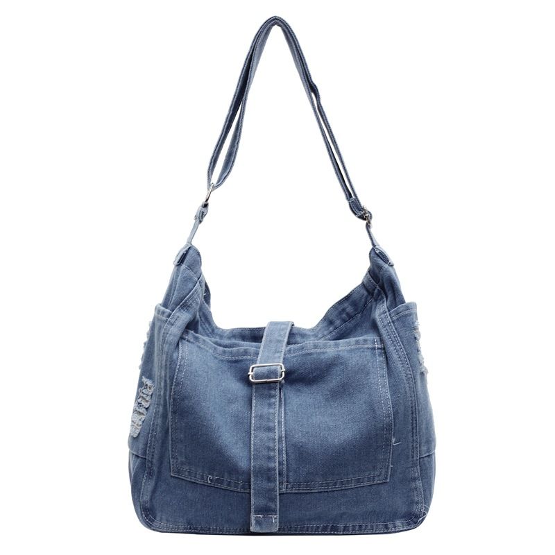 Borsa a tracolla casual da donna in denim di grande capacità, 2025, nuova tendenza coreana, per classe e pendolarismo_voghion.com